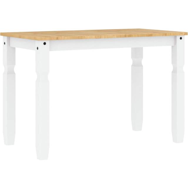 vidaXL Dining Table Corona White 112x60x75 cm Solid Wood Pine
