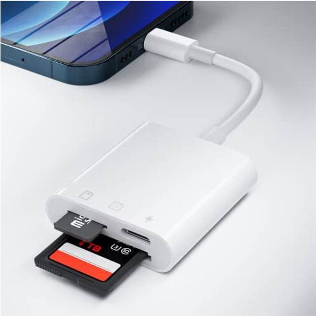 SD Card Reader for i-Phone i-Pad, SUNTRSI Camera Card Viewer 2 in 1 SD Card Reader Adapter, Simultaneous Charging and Card Reading Memory Ca