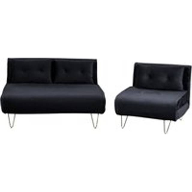 Beliani Velvet Sofa Set Black Vestfold, Black