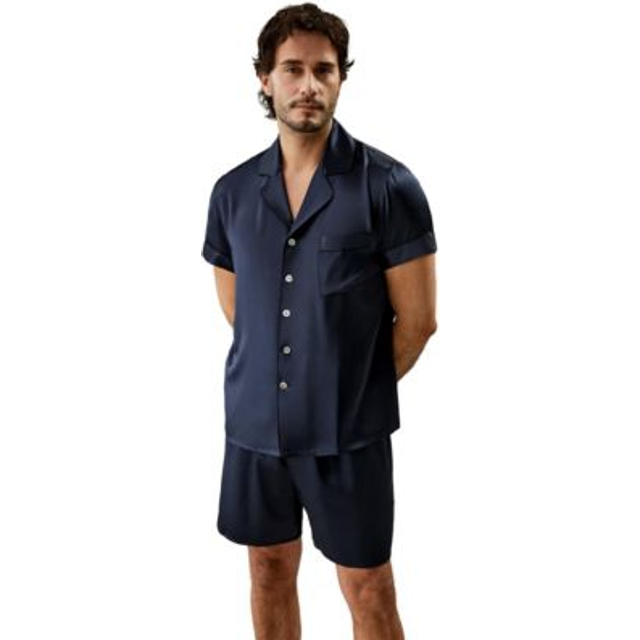 LILYSILK Mens Silk Pyjamas Navy Blue L Best Sale