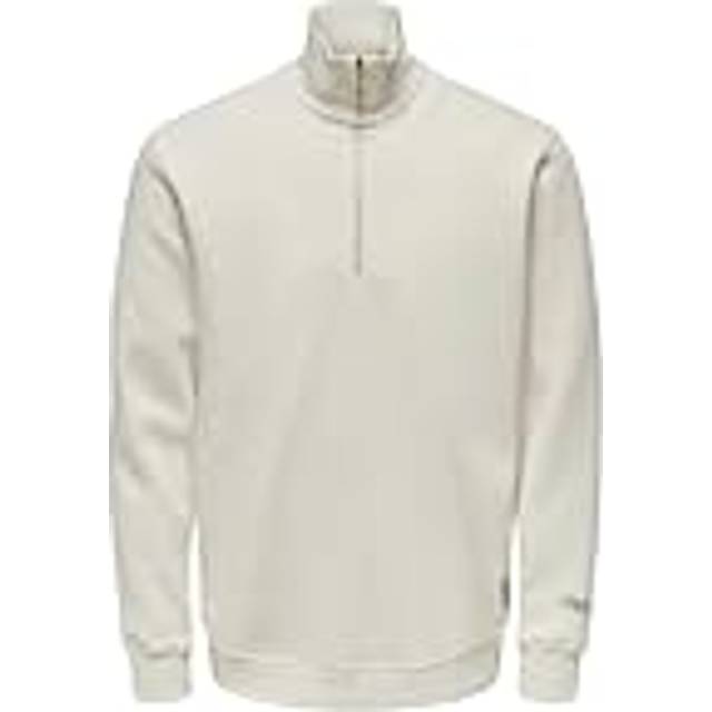 ONLY & SONS Onsriley Reg 1/4 Zip High Neck Swt Vd |Vit |XL