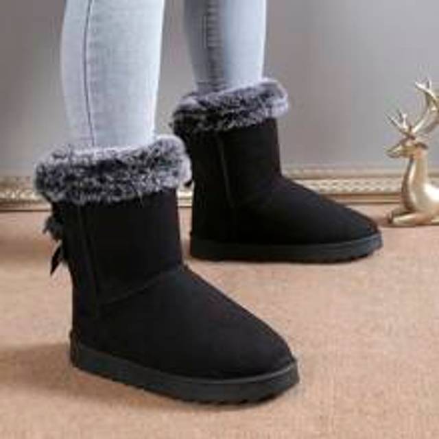 Kvinnors Fashionabel Platt klack , Skridskydd , Bär-Resistent , 2 Knytrosett Dekorerad , Varm Snöstövlar - Svart (CN36,CN37,CN38,CN39,CN40,CN41)
