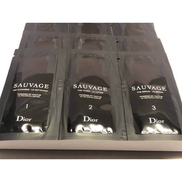 Dior Sauvage Mens Skincare Trio Sample. Cleanser 3ml, Toner 2ml, Serum 2ml  5x
