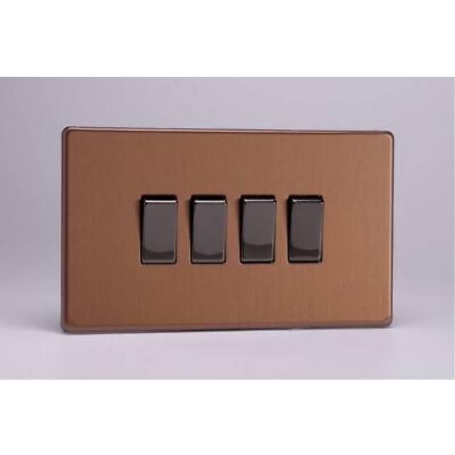 Varilight Urban 10A 4G Rocker Switch Brushed Bronze Screw Less Plate