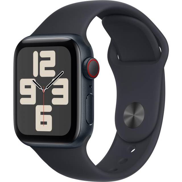 Apple Watch SE (GPS + Cellular) - 2a generation - 40 mm - midnattsaluminium - smart klocka med sportband - fluoroelastomer - midnatt - bandstorlek: s