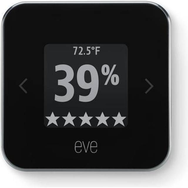 Eve Utrymme Luftkvalitetssensor för övervakning av luftkvalitet (VOC), temperatur och luftfuktighet, Apple HomeKit-teknik, Bluetooth, gänga
