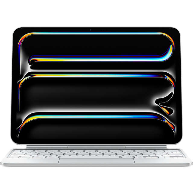 Apple iPad Magic Keyboard – tangentbord och fodral till iPad Pro 11 tum (M4), bekvämt att skriva på, inbyggd styrplatta, rad med funktionstangenter, italienskt – vit ​​​​​​​
