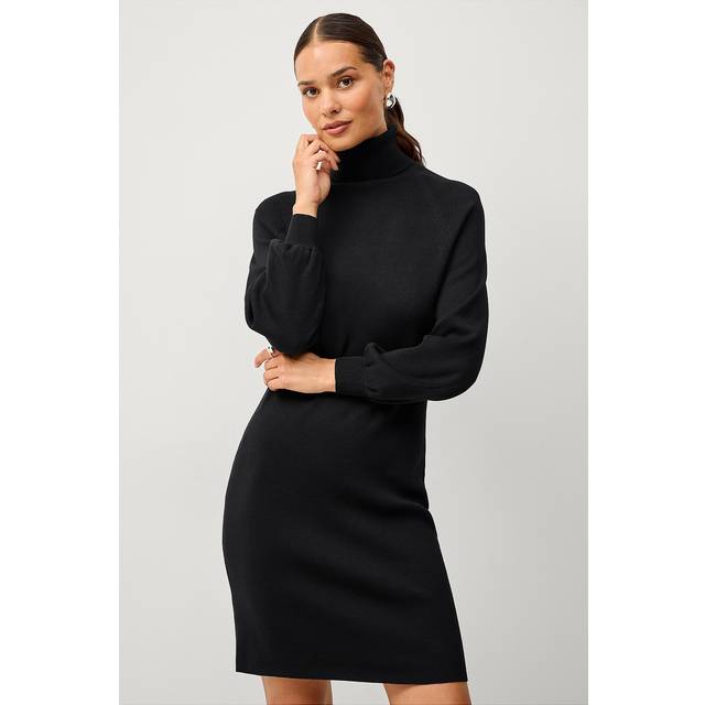 Vila - Klänning viOstria Roll Neck L/S Knit Dress - Svart