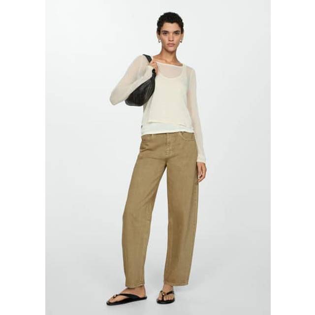 Khaki High-Waist Balloon Jeans - Green (14)