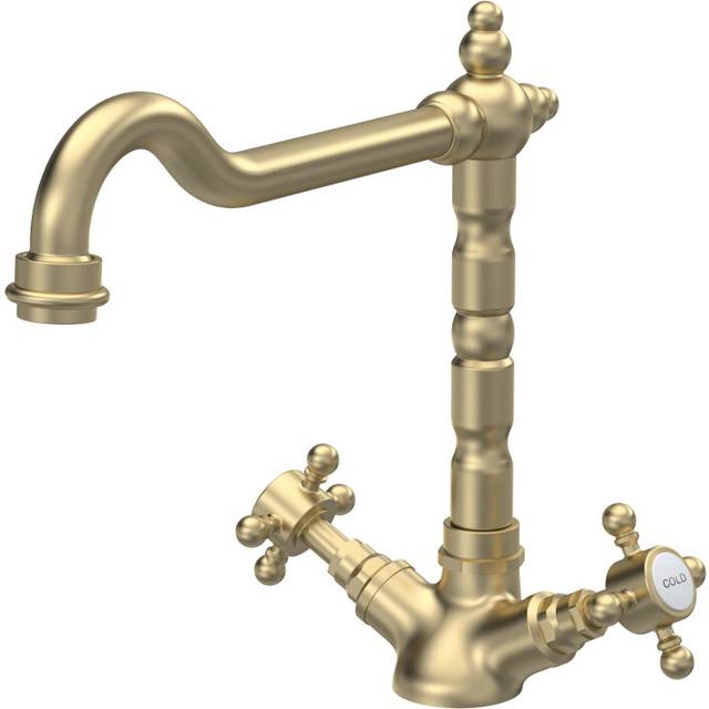 Traditional French Classic Mono Sink Mixer Tap - Brushed Brass