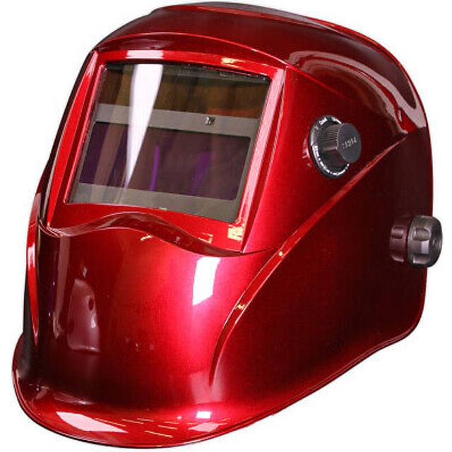 Red Auto Darkening Welding Helmet - Adjustable Shade Knob - Grinding Function