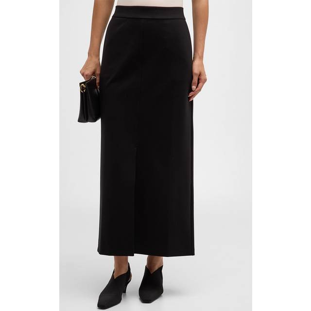 Straight Front-Slit Flex Ponte Maxi Skirt - BLACK - X-Small