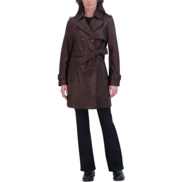 Tahari Natalie Medium Leather Trench Coat