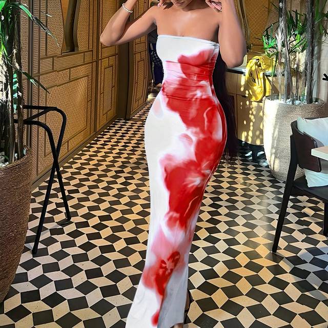 INAWLY Women Tie Dye Print Sexy Sleeveless Mini Dress