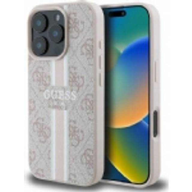 Guess Leather 4G Printed Stripes Hardcase for iPhone 16 Pro Max Pink