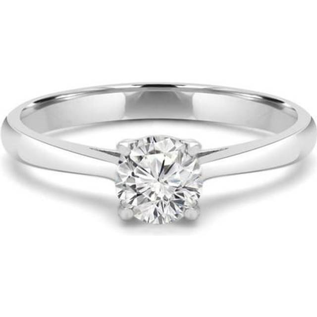 Majesty Diamonds MD240053-5 0.33 CT Round Diamond 4-Prong Solitaire Engagement Ring in 14K White Gold - Size 5