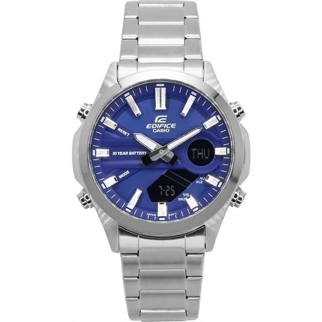 Casio Edifice Analog Digital Stainless Steel Blue Dial Quartz EFV-C120D-2A 100M Men&#39;s Watch