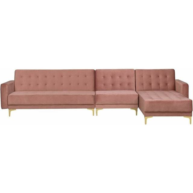 Left Hand Modular Velvet Sofa Pink ABERDEEN