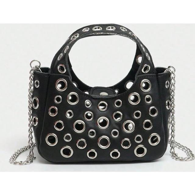 SHEIN Luxury Designer Handbag - Soft Touch PU Leather, Crossbody Shoulder Bag With Top Handle And Adjustable Strap, Fashionable Spacious Women Rivet Tote