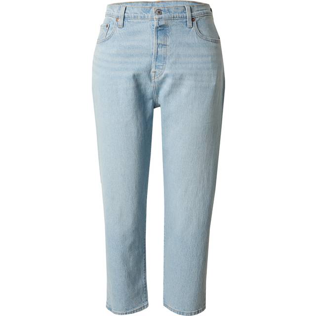 Levi's Plus – 501 – Ljusblå, korta jeans med rak passform