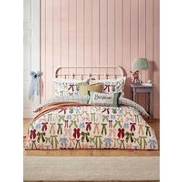 Furn Noortje Bows Reversible Duvet Cover and Pillowcase Set - Pink
