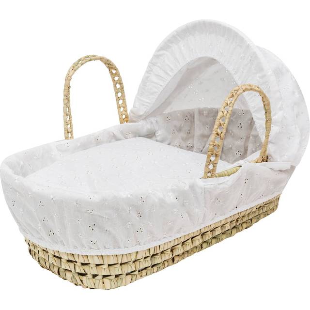 Kiddies Kingdom Dolls Broderie Anglais Moses Basket-White