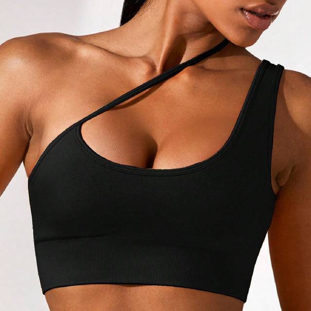 SHEIN Sports Bra Women&#39;s Underwear Cross Top Yoga Suit Diagonal Shoulder Lingerie Running Gym Clothes Women Sports Push Up Bras
