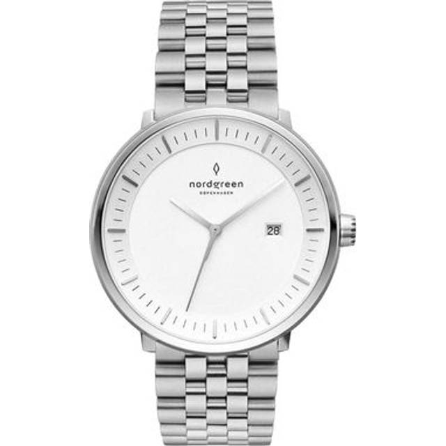 Nordgreen Women's Designer Analogue Watch - Silver Case - White Dial - 5 Linked Metal Watch Strap