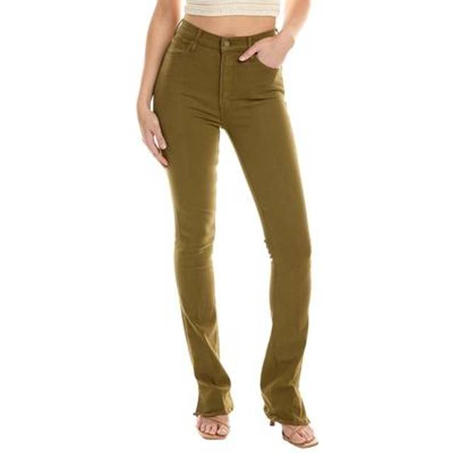 MOTHER Denim The High-Waist Runaway Slice Heel Fir Green Skinny Flare Jean