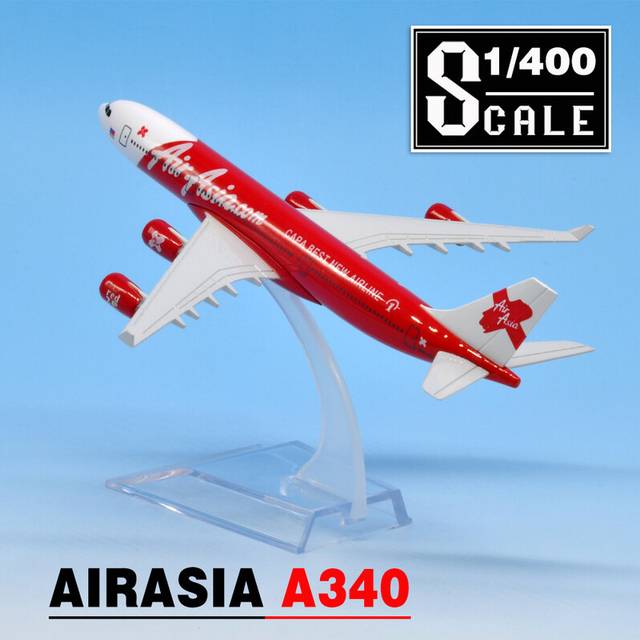 (A340, China) Scale 1:400 AirAsia Airbus A340 A320 Metal Diecast Airplane Plane Model