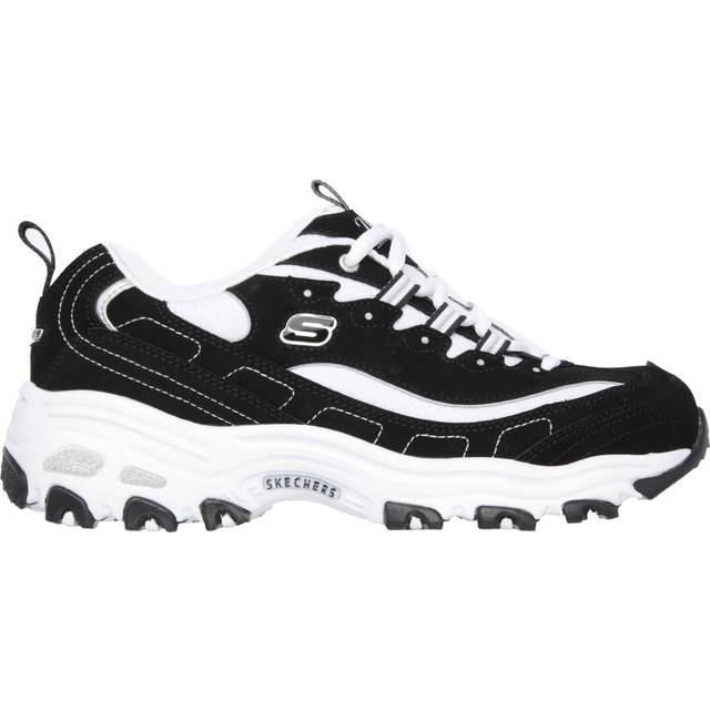Skechers D'lites Biggest Fan dam Låga sneakers, Svart trubuck vit nät silver trim, 37.5 EU