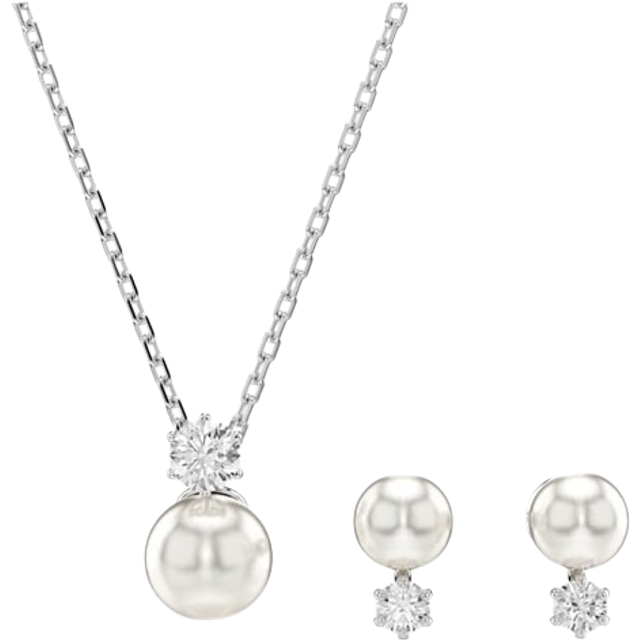 Swarovski Matrix Earrings & Pendant Necklace Set, White
