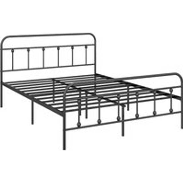 HOMCOM 5ft King Platform Bed Frame with Underbed Storage Tall Headboard Steel Slat No Box Spring Needed Easy Assembly Black Aosom UK