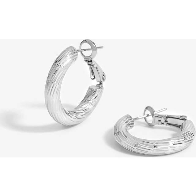 Jon Richard Jon Richard Silver Plated Polished Diamond Cut Hoop Earrings