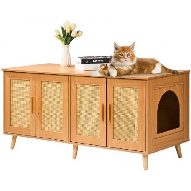 VEVOR Cat Litter Box Enclosure Wooden Litter Box Furniture Hidden for 2 Cats