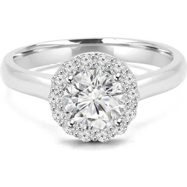 Majesty Diamonds MD240149-7 0.75 CTW Round Diamond Open Bridge Cathedral Halo Engagement Ring in 14K White Gold - Size 7