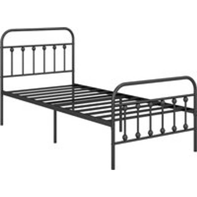 Homcom 3ft Single Platform Bed Frame With Underbed Storage Tall Headboard Steel Slat No Box Spring Needed Easy Assembly Black