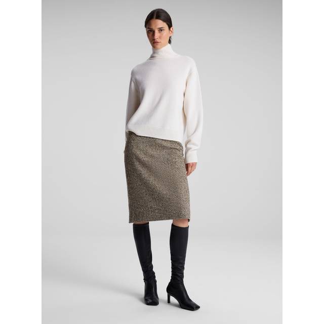 Cara Straight Houndstooth Skirt - CREAMBROW - 4