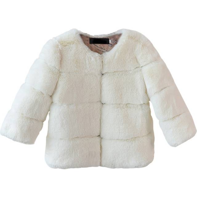 (White, 5-6Years) Baby Kids Boy Girls Fur Coat Padded Winter Jacket