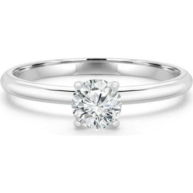 Majesty Diamonds MD240043-6.5 0.25 CT Round Diamond 4-Prong Solitaire Engagement Ring in 14K White Gold - Size 6.5