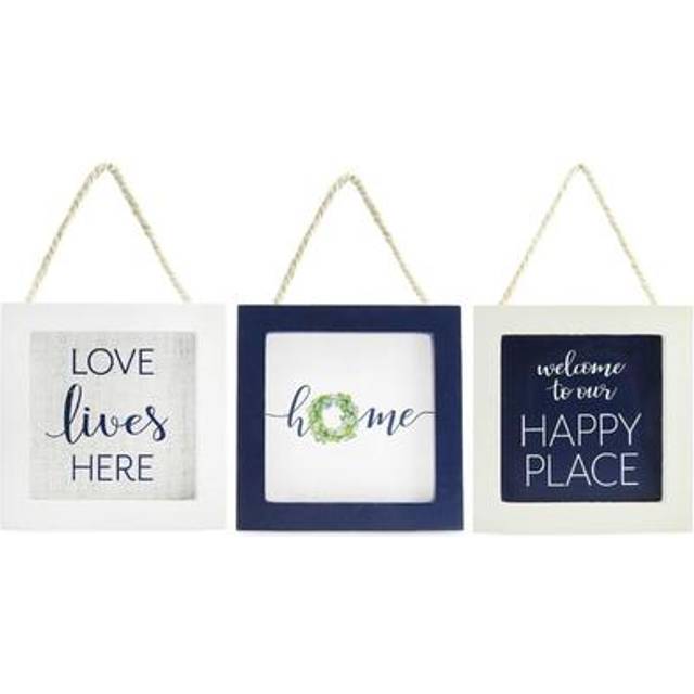 AuldHome Tiered Tray Signs for Home (Set of 3); Your Happy Place Little Signs
