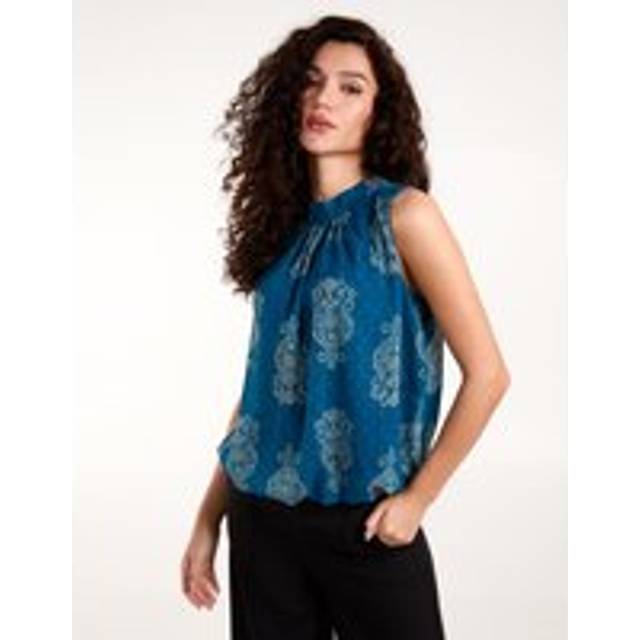 Sleeveless High Neck Puff Ball Top - Teal - Medium/large - Blue Vanilla