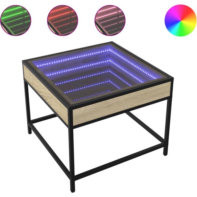 vidaXL Coffee Table with Infinity LED Sonoma Oak 50x50x41 cm - Brown