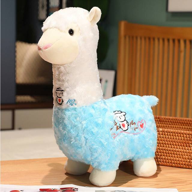 (Blue, 40cm/15.75in) Alpaca Toy Plush Doll Bed Pillow Girl Soft Cute Fashion Comfortable Colorful