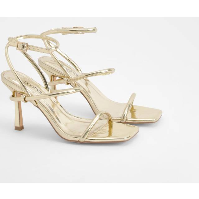 Womens Metallic Padded Strappy High Heels - Gold - 3, Gold