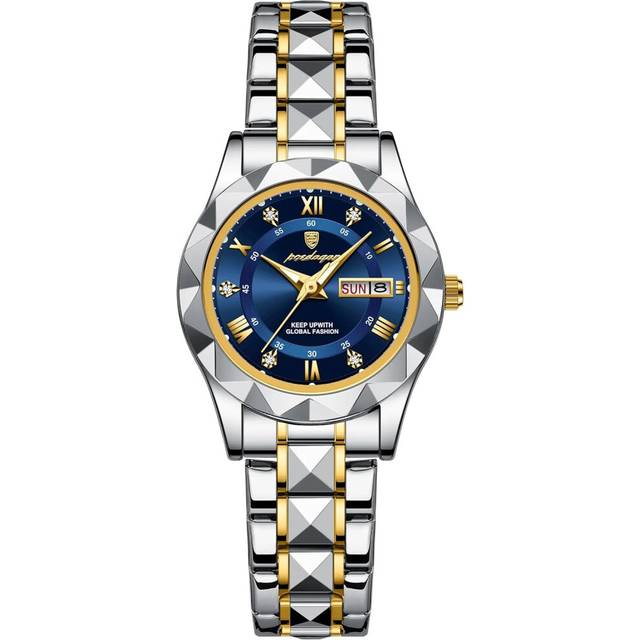 VEANXIN Luxury Womens Dress Watch Ladies Diamond Stainless Steel Luminous Waterproof Calendar Women Quartz Watches