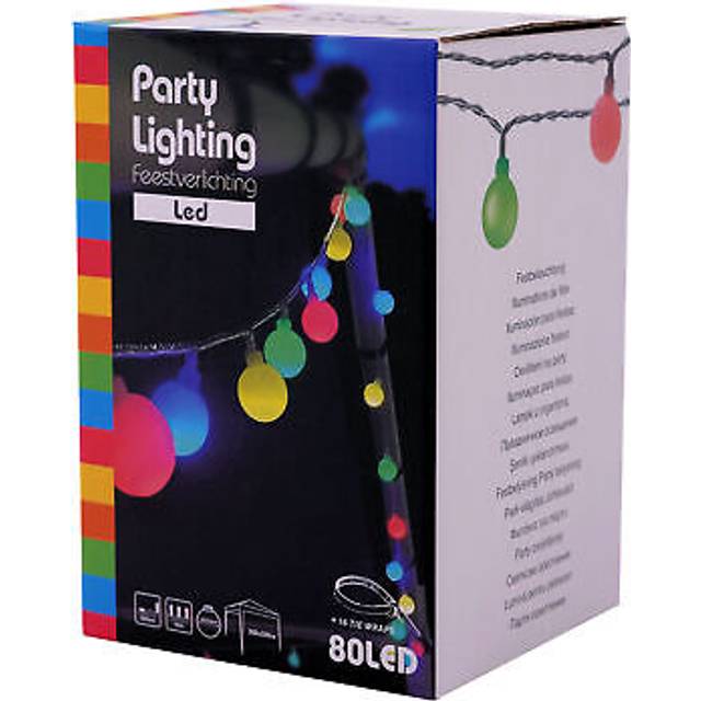 Spetebo LED-festlig ljuskedja med 80 kulor – färgglada – fast belysning med ca 16 m längd – paviljong, utomhus, fest, trädgård, balkong, belysning, kabelansluten med strömförsörjning