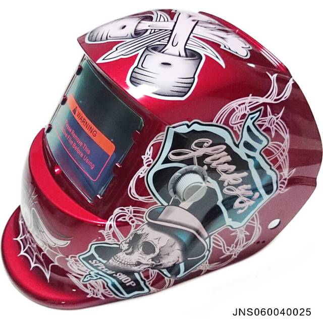 (Helmet Red Pirate) Auto Darkening Solar Welding Helmet Welder Lenses