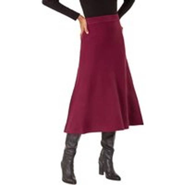 Roman Wine Knitted Midi Stretch Skirt - Size 12