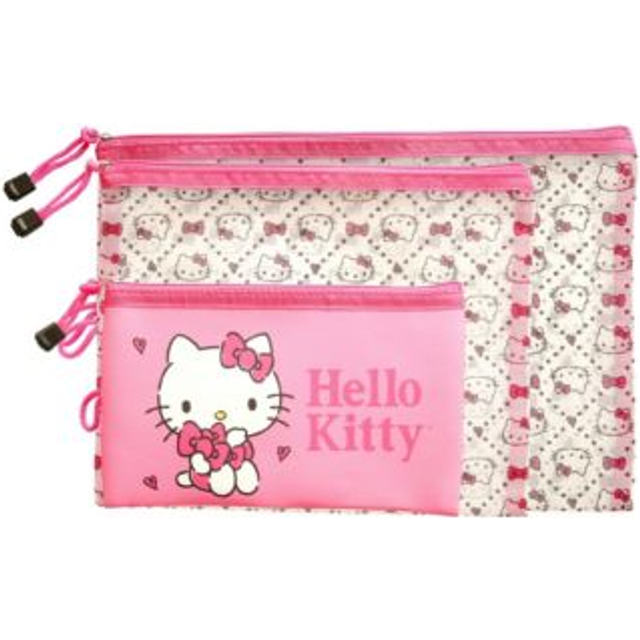 Hello Kitty Travel Pouch 3-Pack Official License  Zipper Pouch Set of 3 in Different Sizes  Makeup Bag